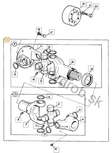 Spojovaci hriadel (kardan) hydraulickeho cerpadla 914/35000