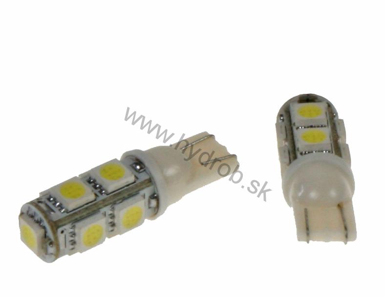 LED žiarovka 12V s päticou T10 biela, 9LED/3SMD, 95204