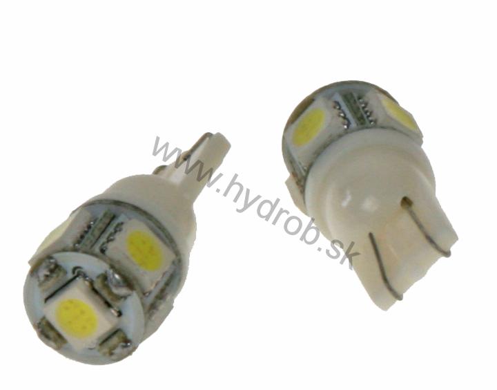 LED žiarovka 12V s päticou T10 biela, 5LED/3SMD, 95203