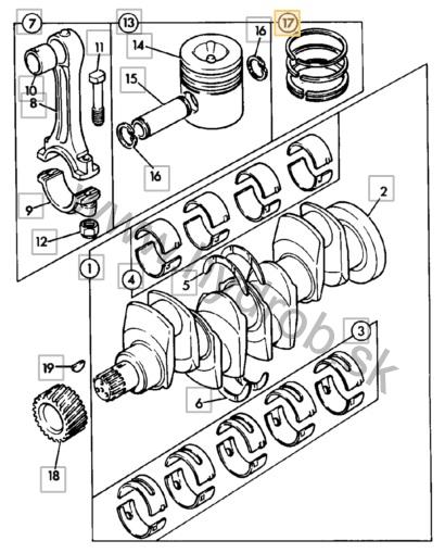 Piestne kruzky motora PERKINS AA 2CX 3CX 4CX 02/200192, 02/200008