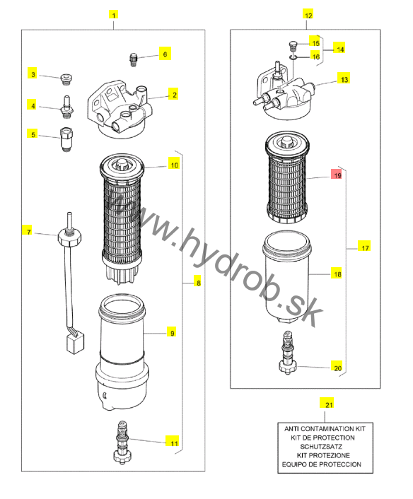 Palivový filter motora PERKINS, HIDROMEK 102, S01/20390