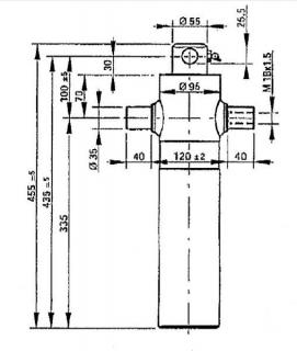 Hydraulicky valec EW 60/75-620 M18x1,5 PE 