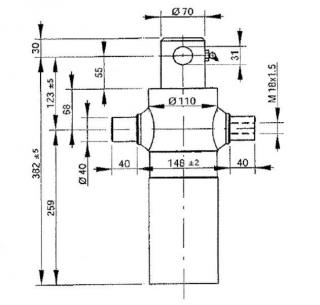 Hydraulický valec  EW 75/90-620 M18x1,5 PE