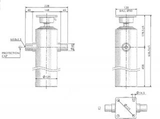 Hydraulický valec EW 75/90/105-1400 M18x1,5 MR