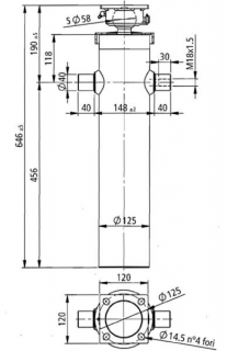 Hydraulický valec EW 75/90/105-1400 M18x1,5 PE 