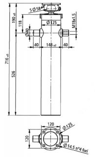 Hydraulicky valec EW 75/90/105-1600 M18x1,5 PE