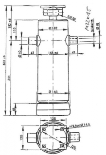 Hydraulický valec EW 75/92/110/130-1600 M22x1,5 PE 
