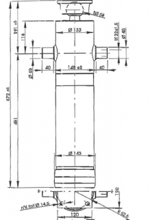 Hydraulický valec  EW 60/75/92/110 - 2000 M22x1,5 PE, základná farba