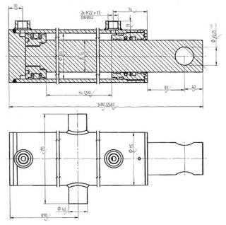 Dvojčinný hydraulický valec DW 100x70-1200 (Skraw-Met) 