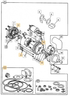 Opravarenska sada startera 2CX 3CX 4CX nakladace, motor PERKINS 709/02807